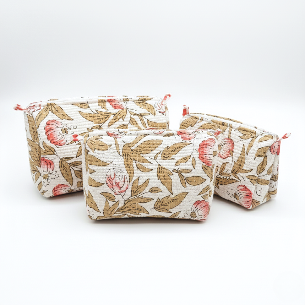 Everyday Set of 3 Pouches White and Beige