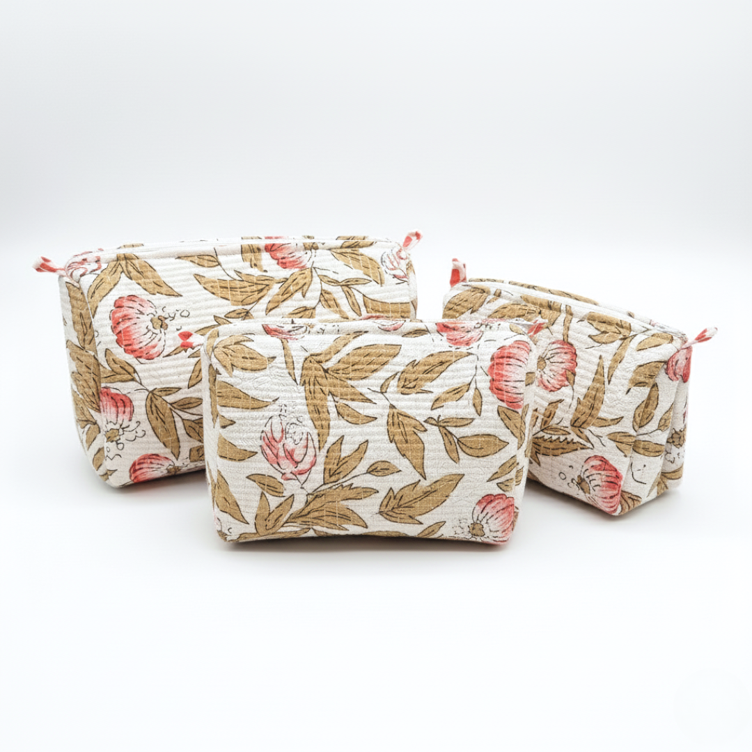 Everyday Set of 3 Pouches White and Beige