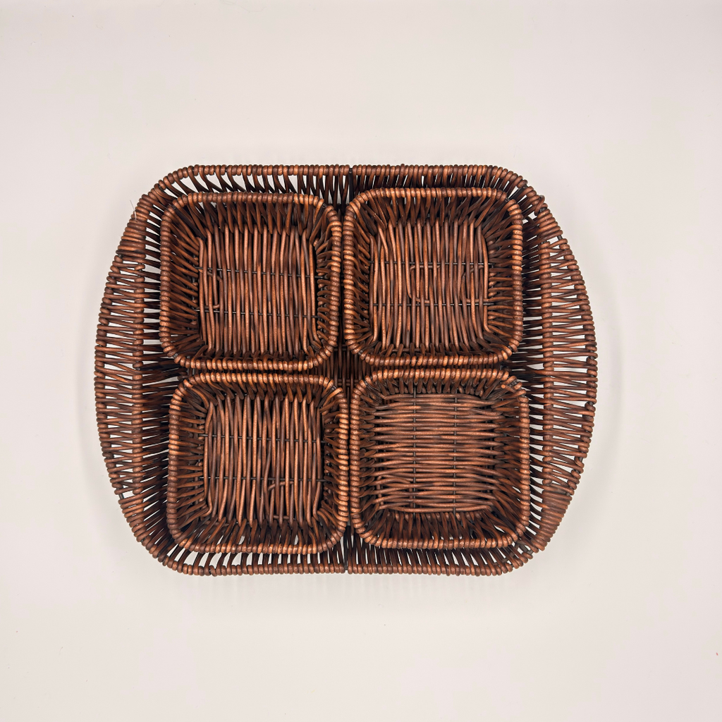 Terra Wicker Tray and 4 Bowls Set