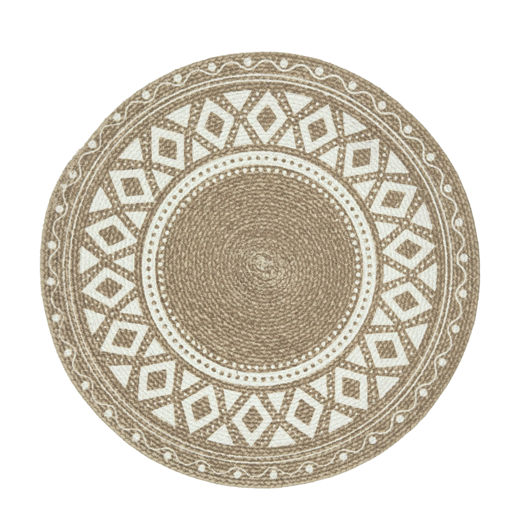Tribal Beige and White Placemat Set of 6