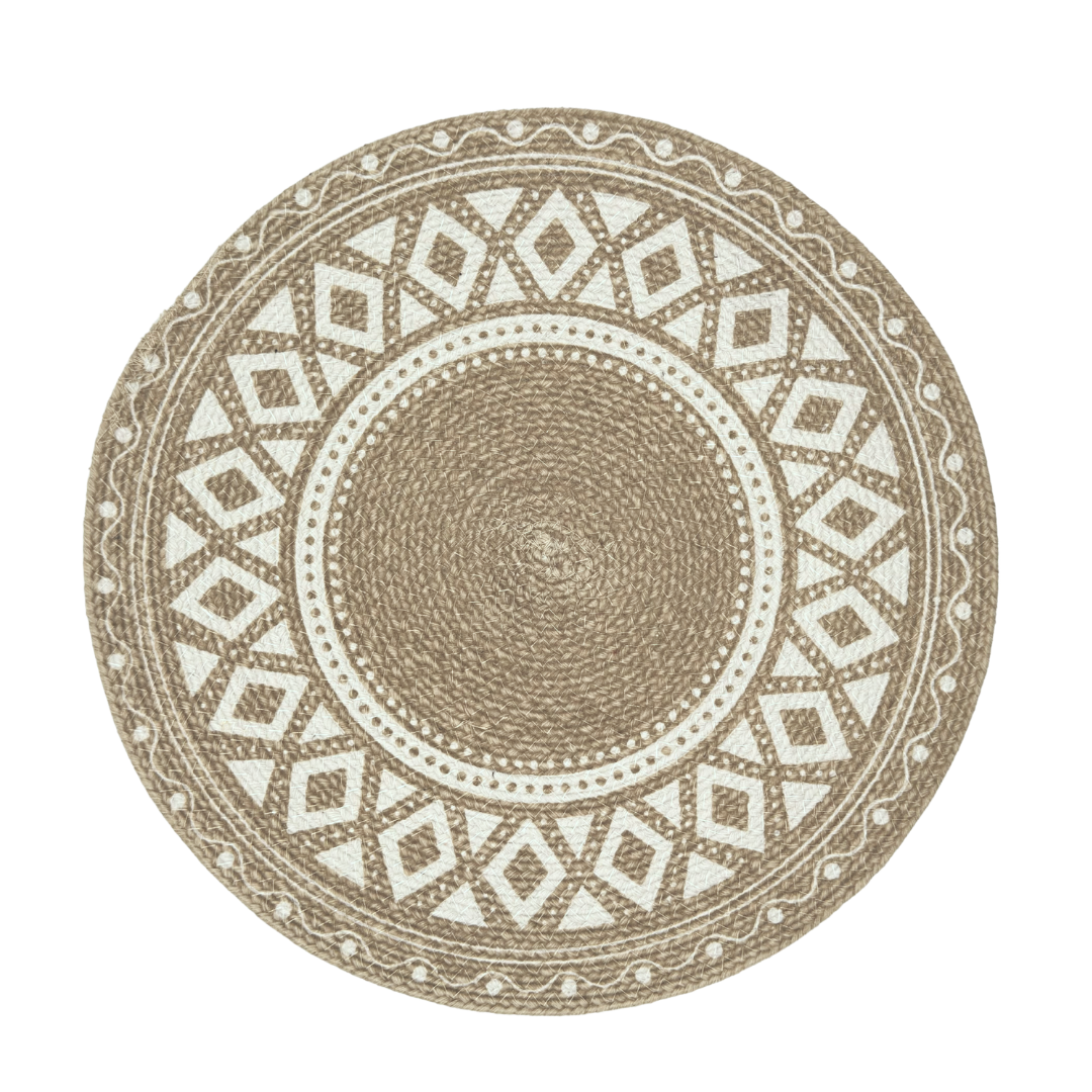 Tribal Beige and White Placemat Set of 6