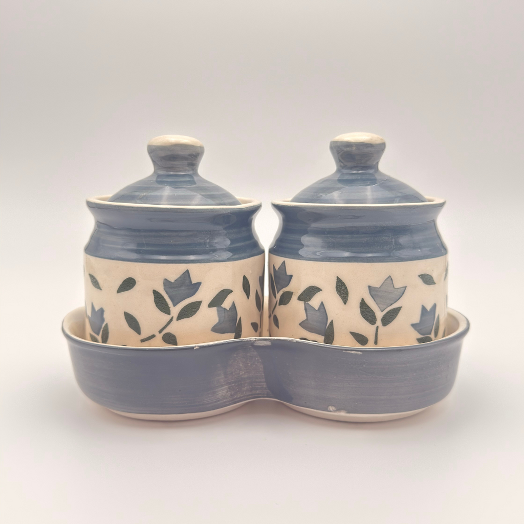Floral Grey Patterned Jar Set