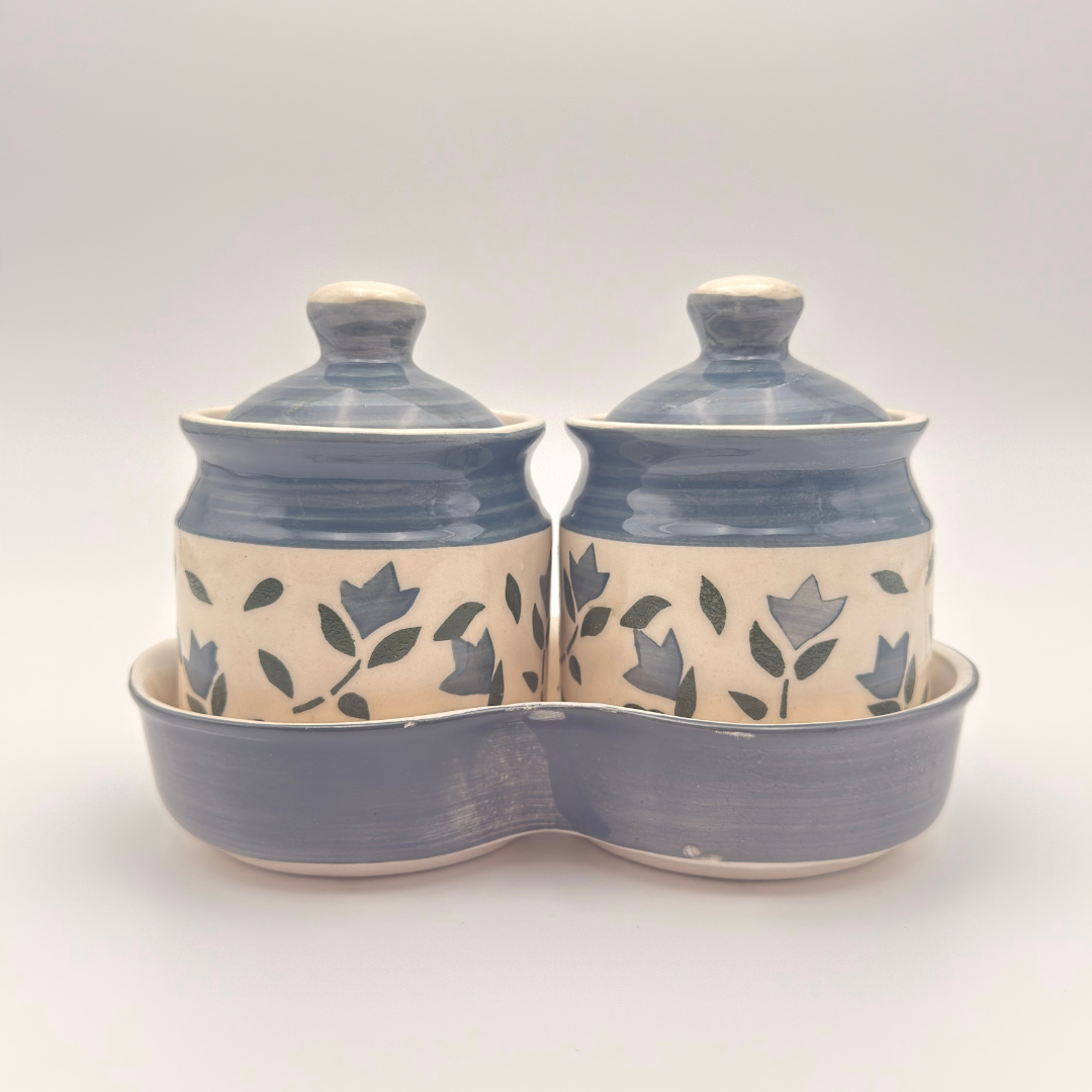 Floral Grey Patterned Jar Set