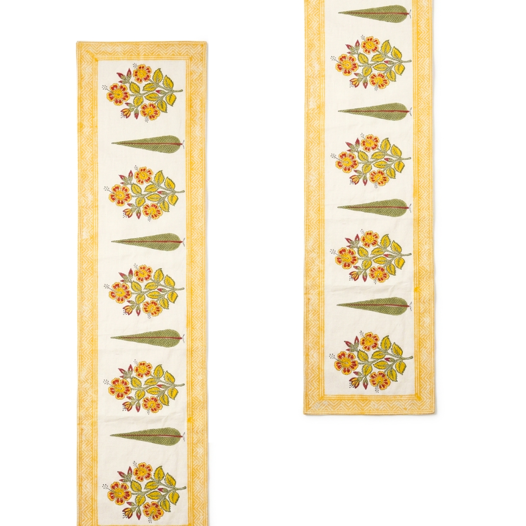 The Yellow Handblock Print Table Linen Set