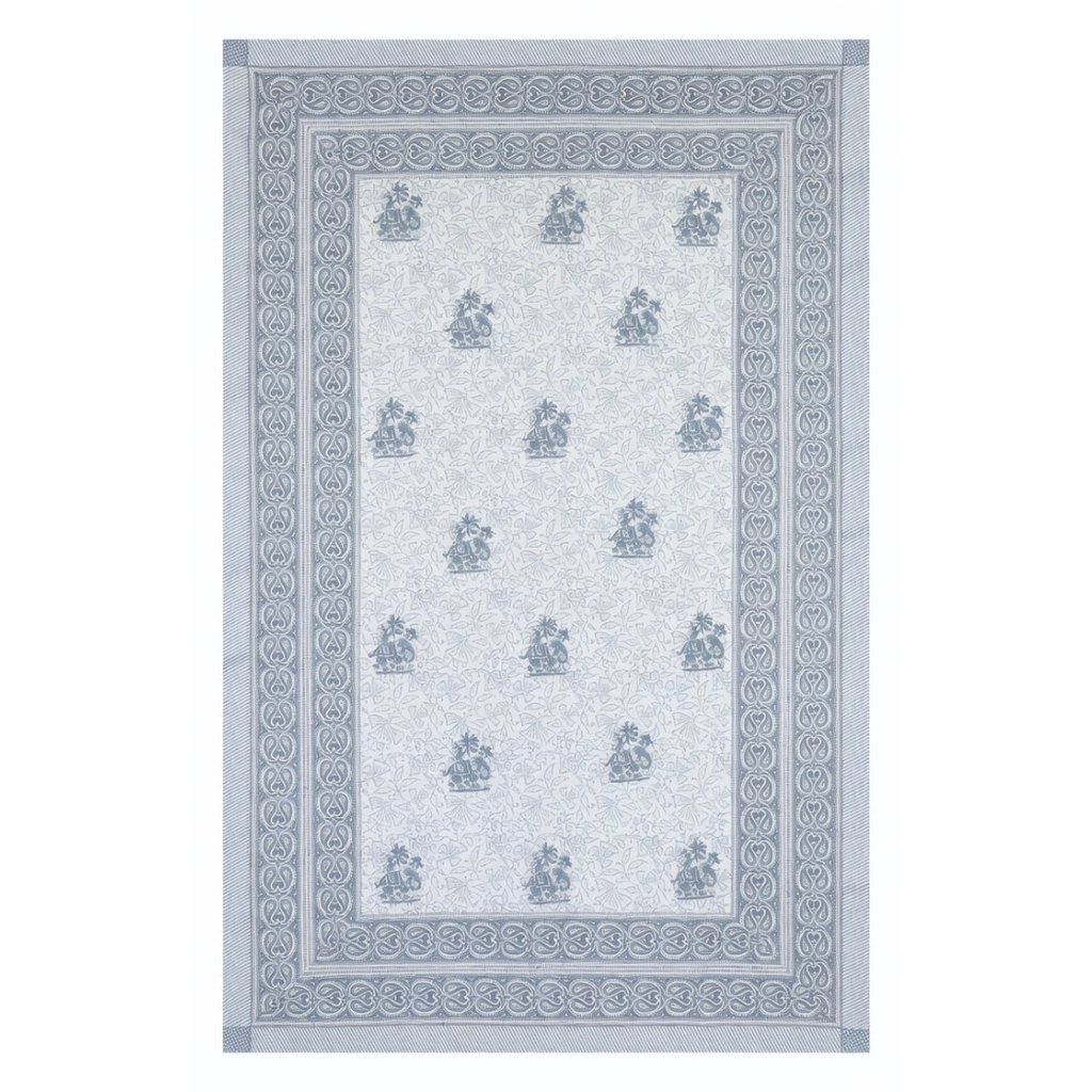 The Grey Heritage Motif Dining Table Cover and Napkins Set