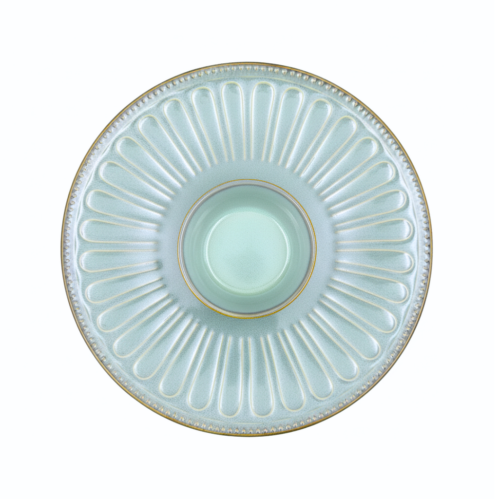 Mint Bloom Platter and Bowl