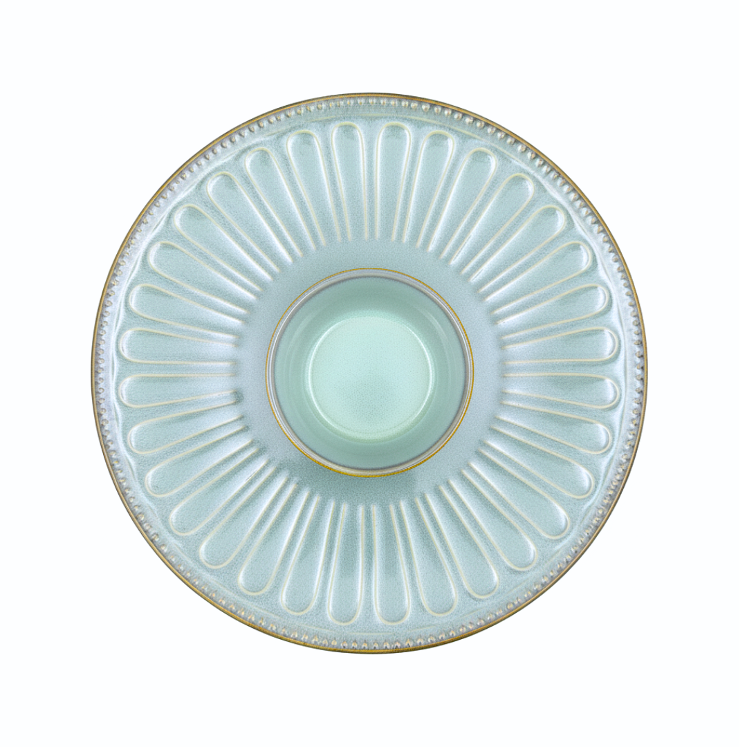 Mint Bloom Platter and Bowl
