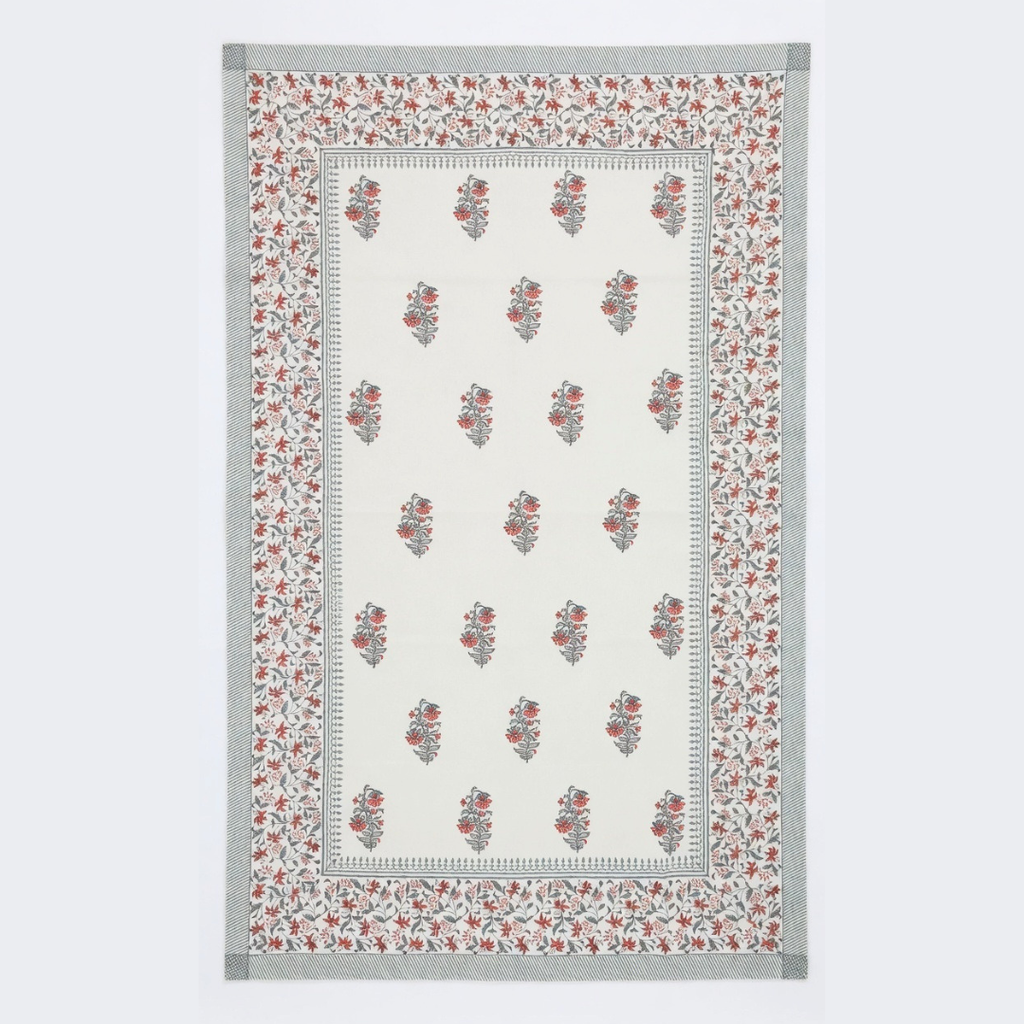 The Orange Grey Booti Dining Table Cover and Napkins Set