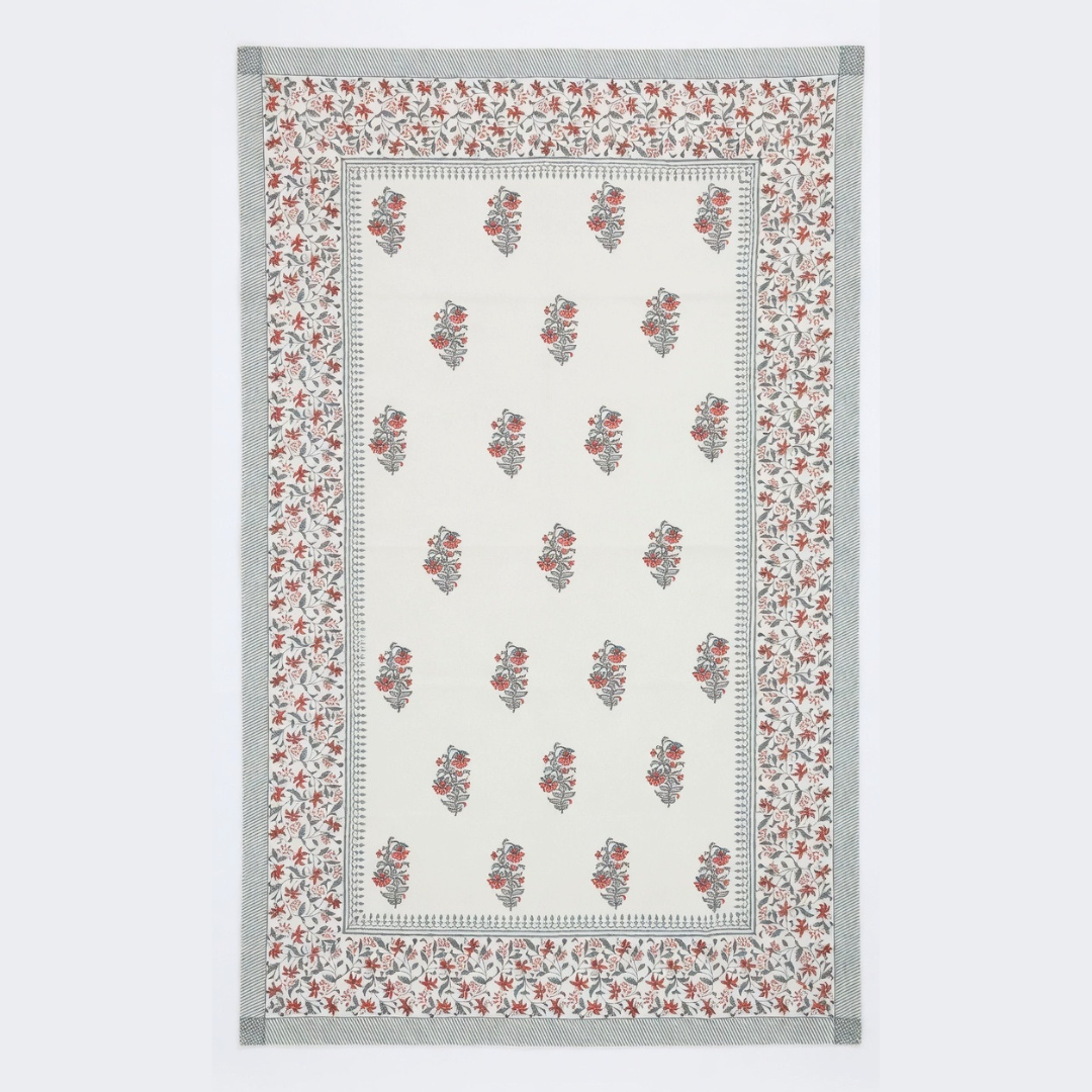 The Orange Grey Booti Dining Table Cover and Napkins Set