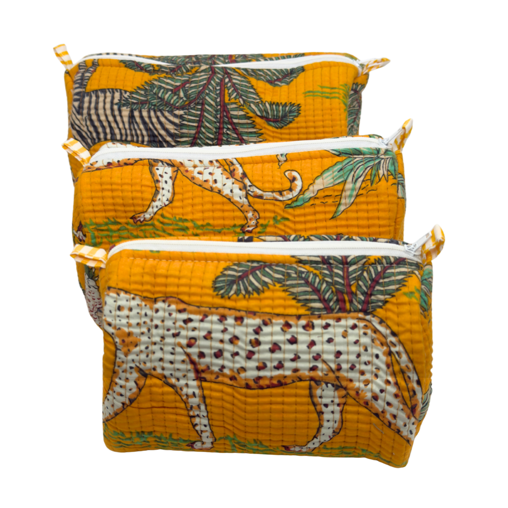 Everyday Set of 3 Pouches Yellow Animal Print