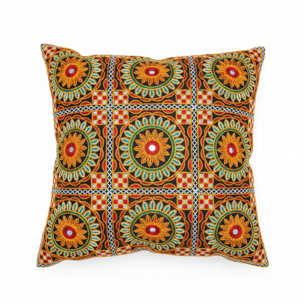 Sunflowers and Mirrors Cushion Cover- Blue Set of 4
