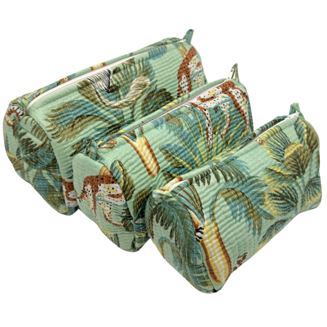 Everyday Set of 3 Pouches Green Jungle Print