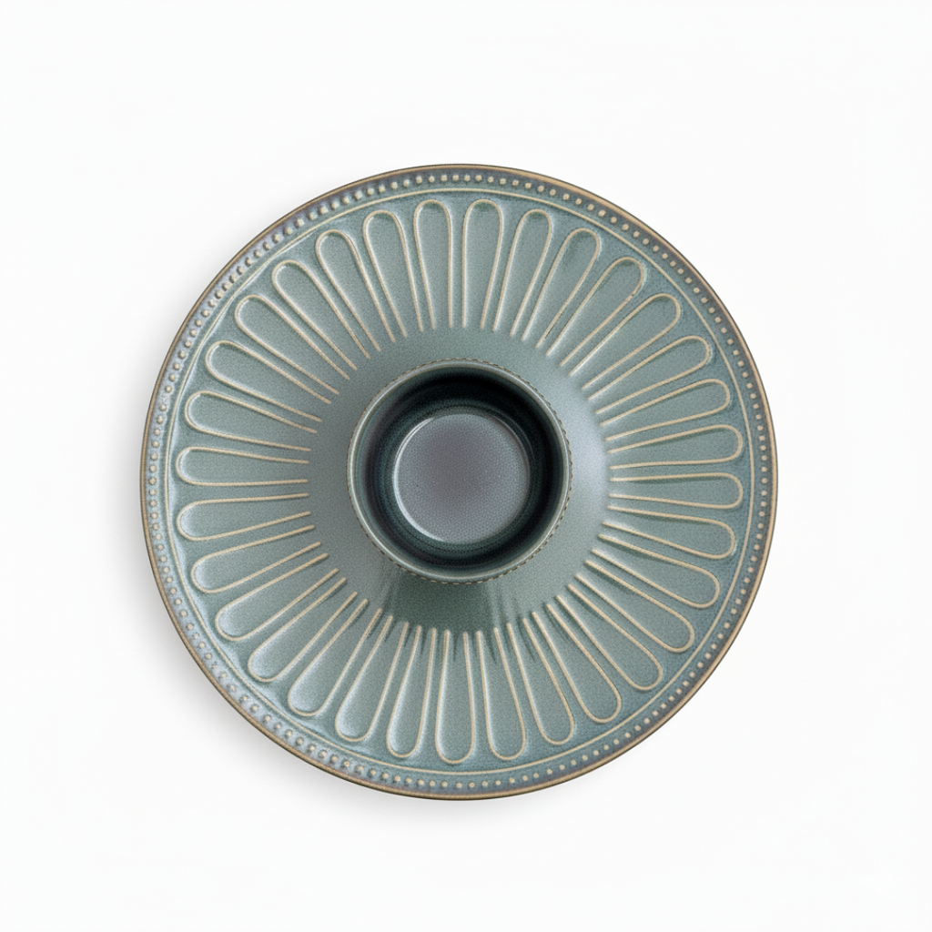 Teal Bloom Platter and Bowl