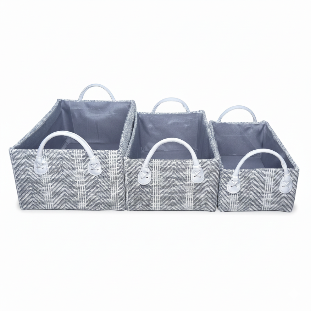 Loom Nesting Baskets- Charcoal Grey Set of 3