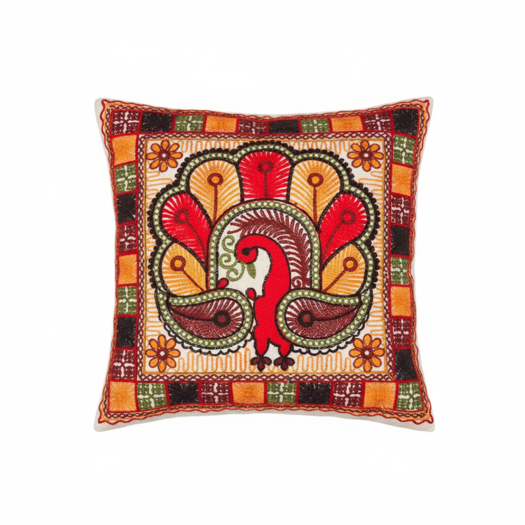 Gulnaar Cushion Covers - Peacock Motif Set of 5
