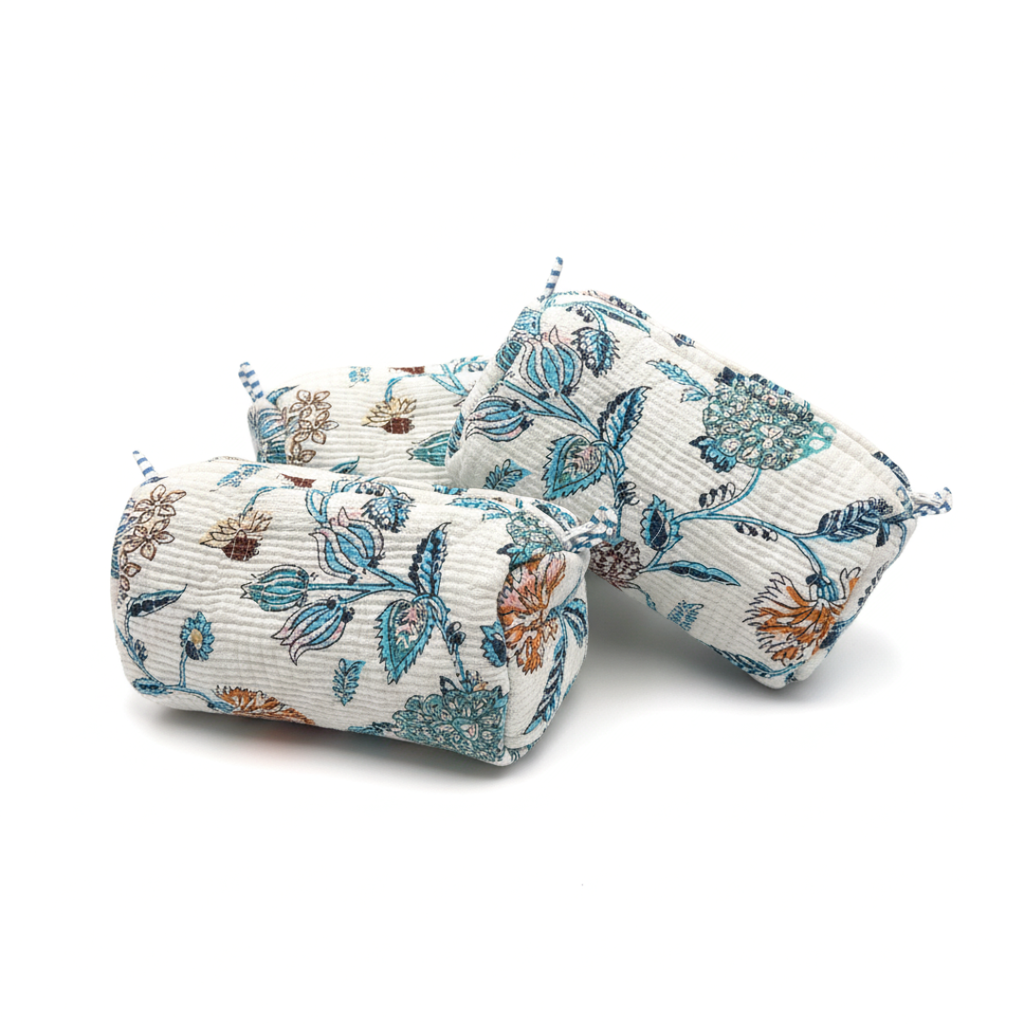 Everyday Set of 3 Pouches White and Teal