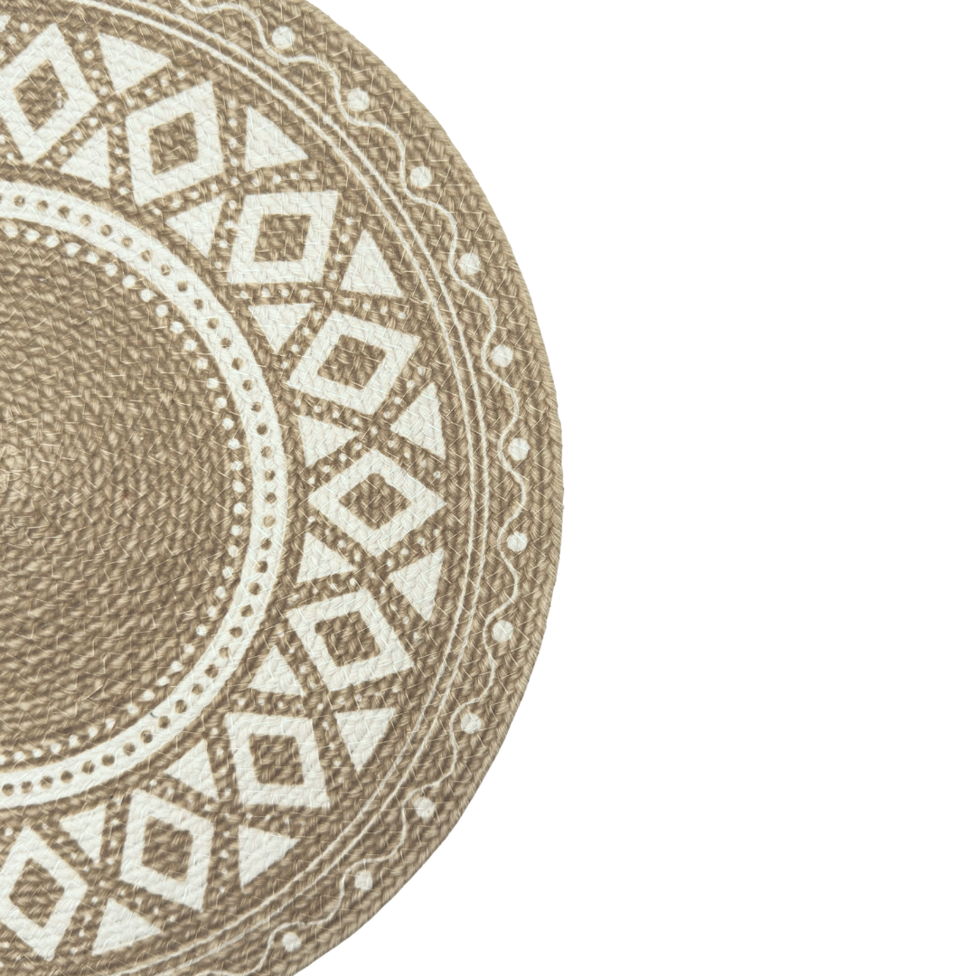 Tribal Beige and White Placemat Set of 6