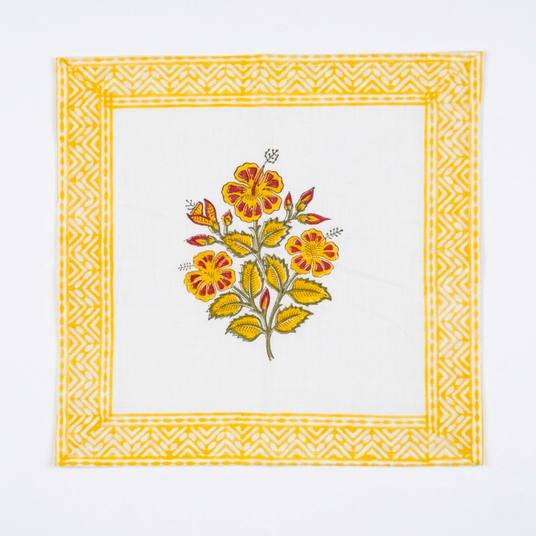 The Yellow Handblock Print Table Linen Set