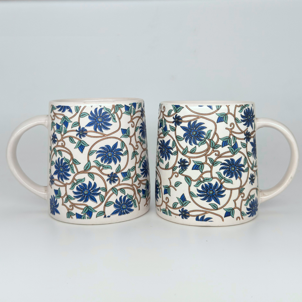Bloom Collection - Blue Floral Mugs Set of 2