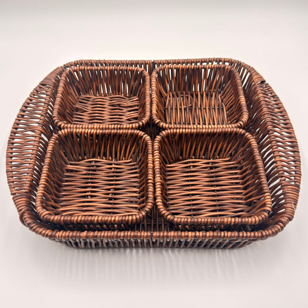 Terra Wicker Tray and 4 Bowls Set