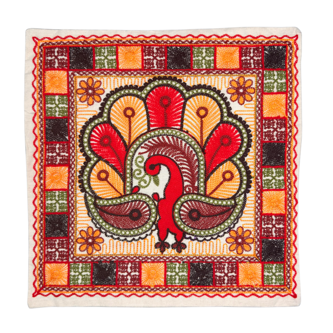 Gulnaar Cushion Covers - Peacock Motif Set of 5