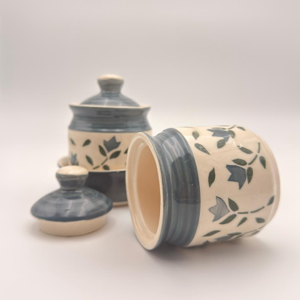 Floral Grey Patterned Jar Set