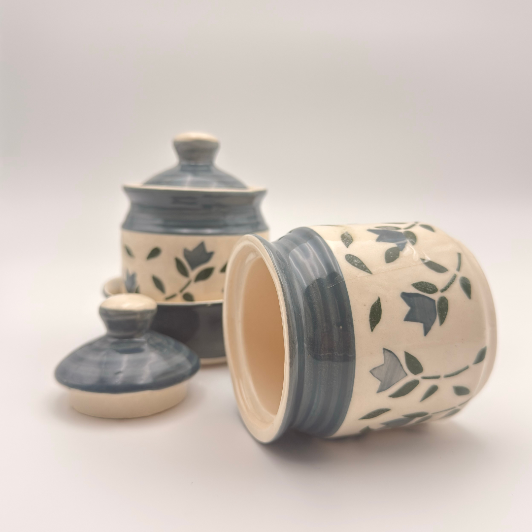Floral Grey Patterned Jar Set