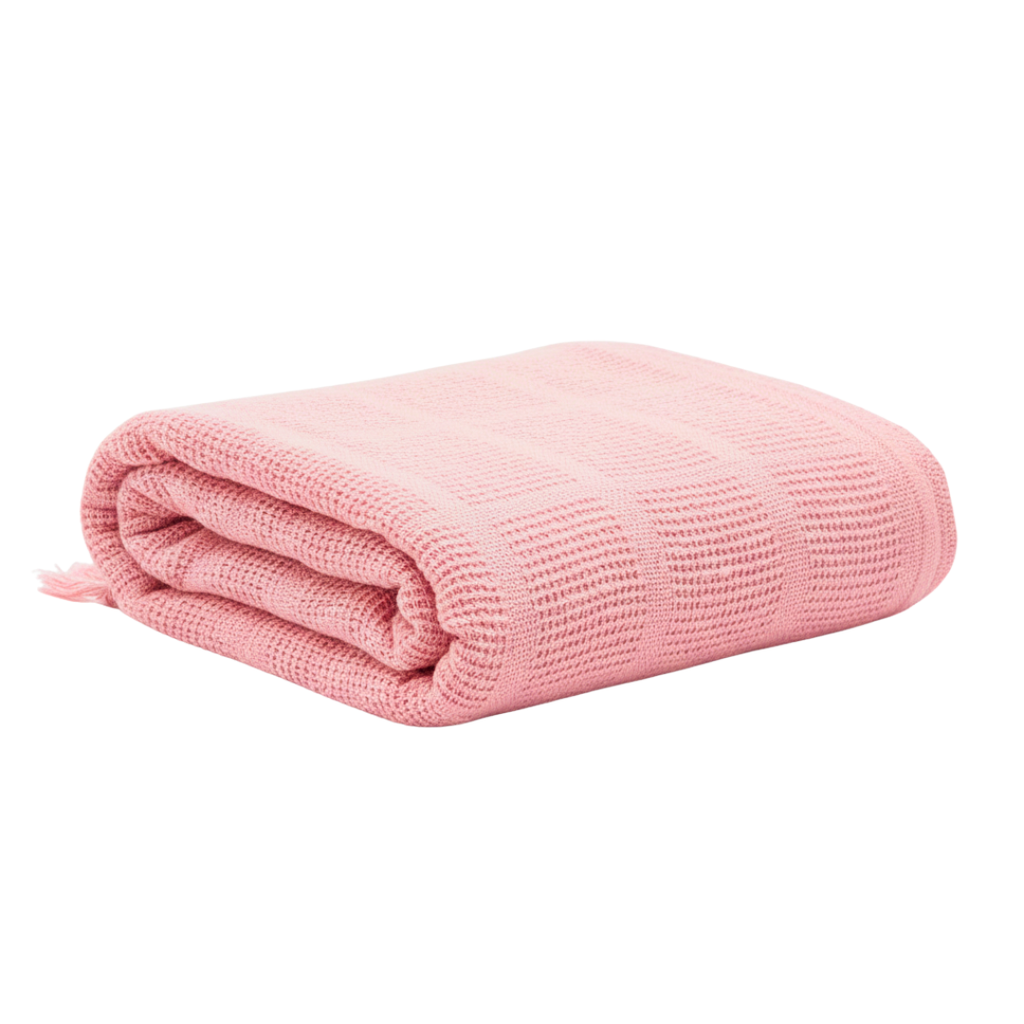 Cozy Pink Knitted Throw with Two Cushions