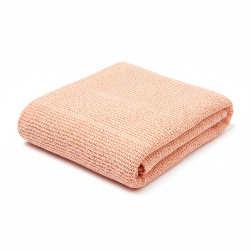 Cozy Peach Knitted Throw with Two Cushions