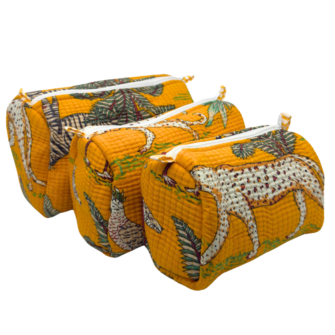 Everyday Set of 3 Pouches Yellow Animal Print