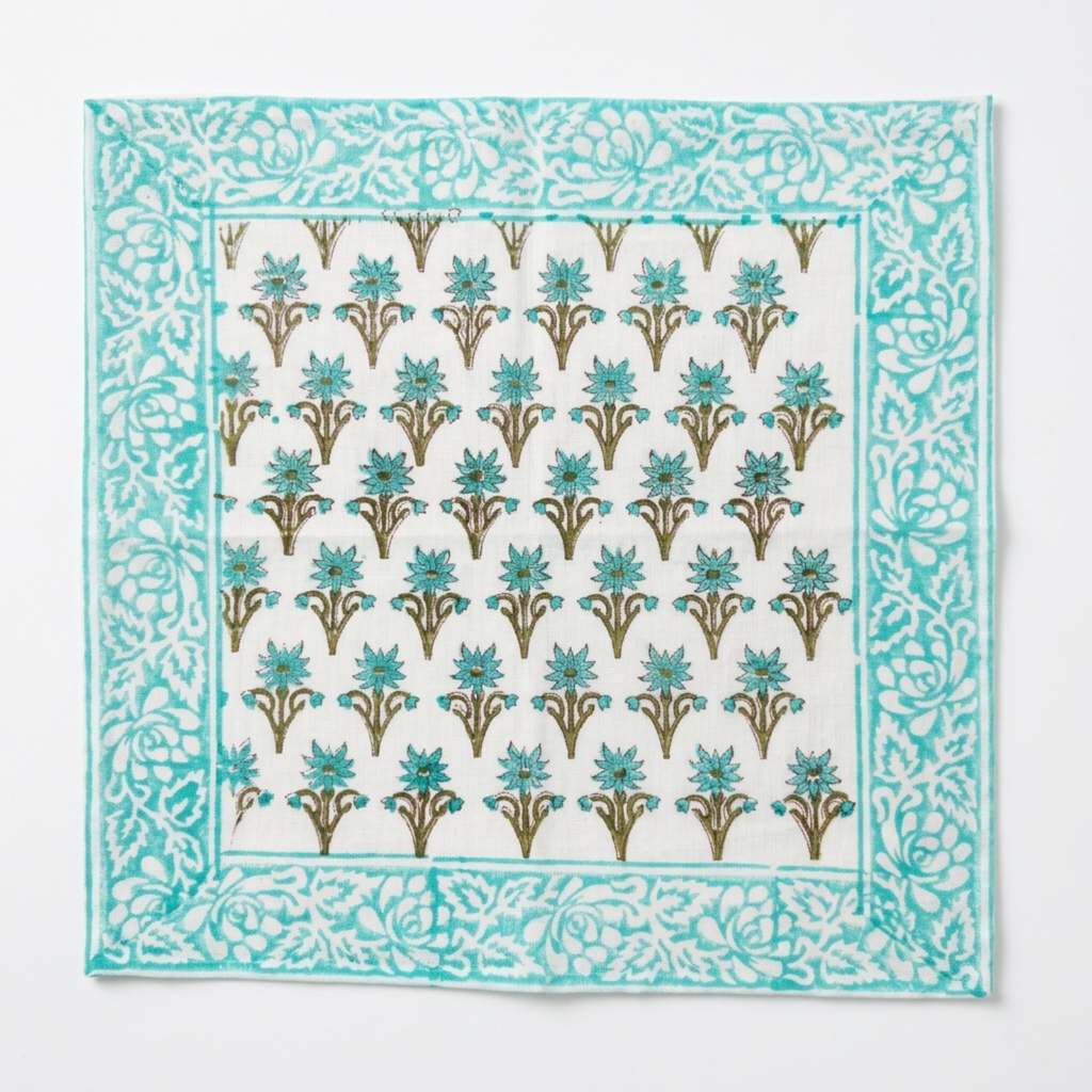 The Blue Handblock Print Table Linen Set