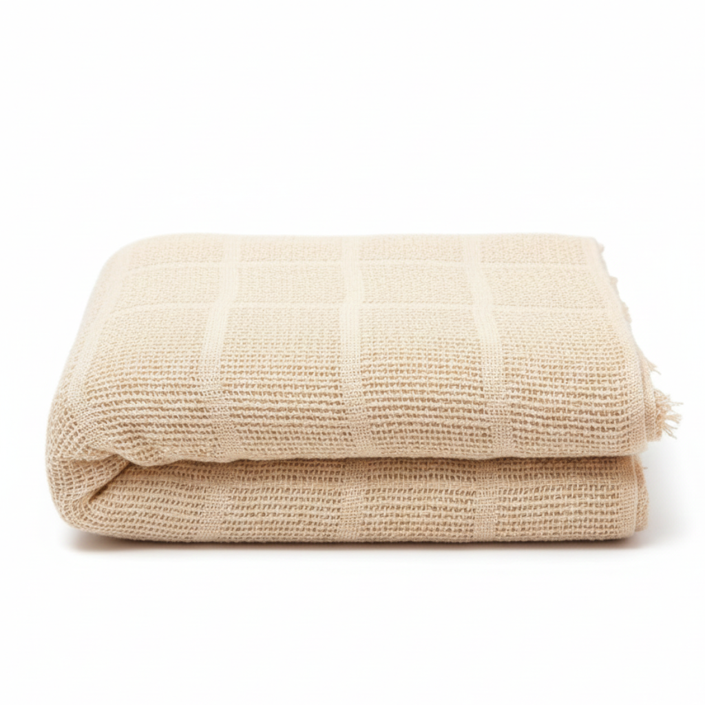 Cozy Cream Knitted Throw with Two Cushions