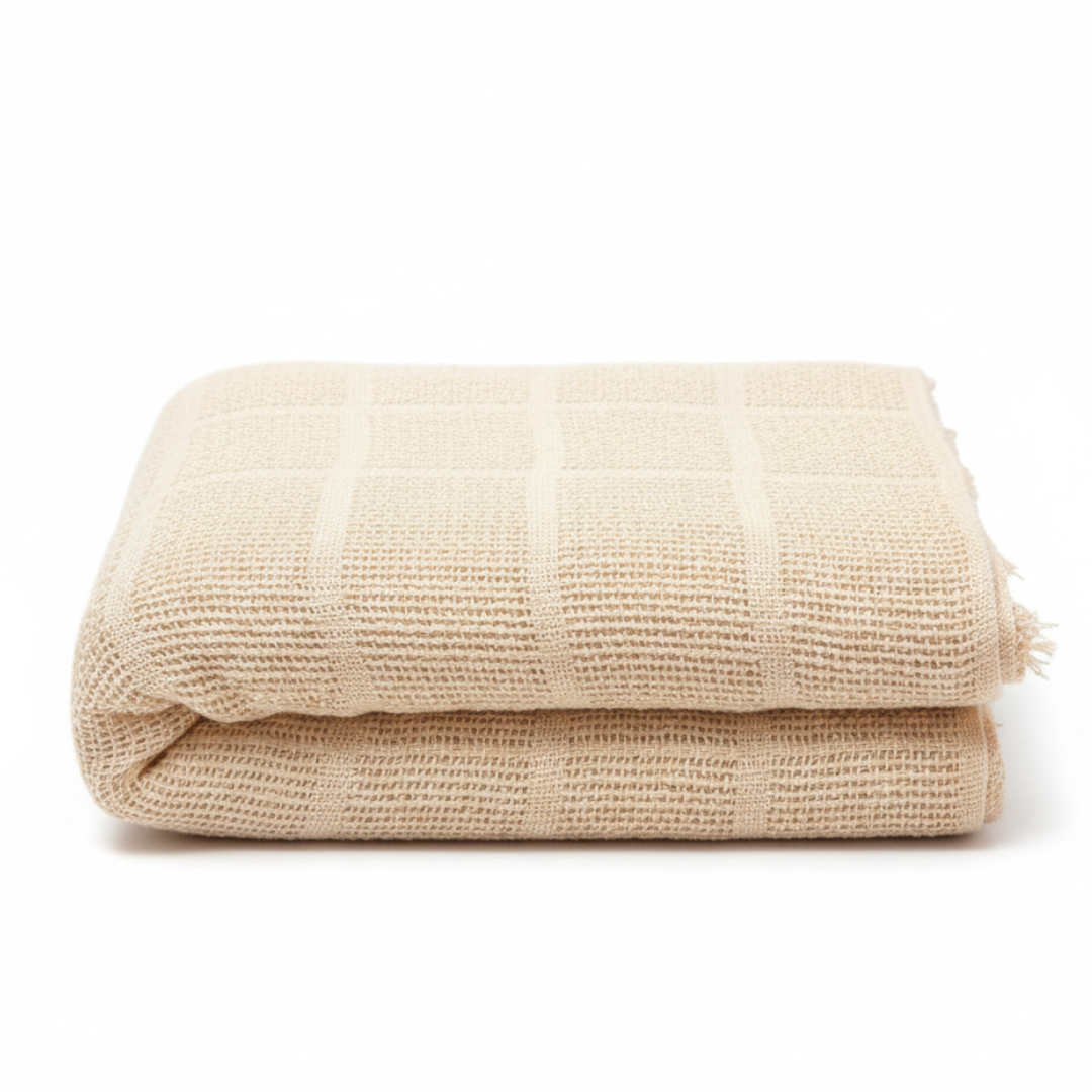 Cozy Cream Knitted Throw with Two Cushions