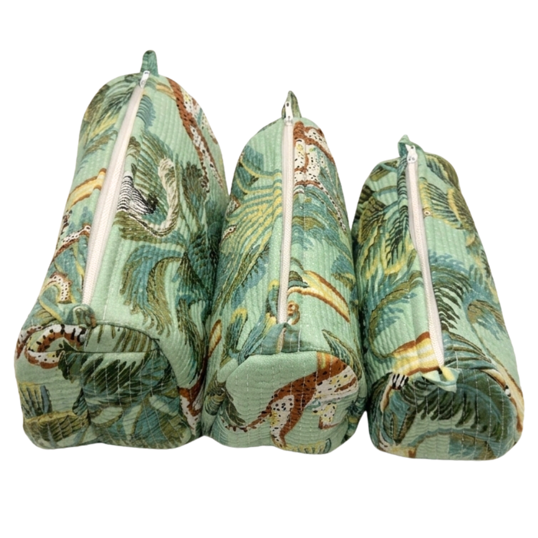 Everyday Set of 3 Pouches Green Jungle Print