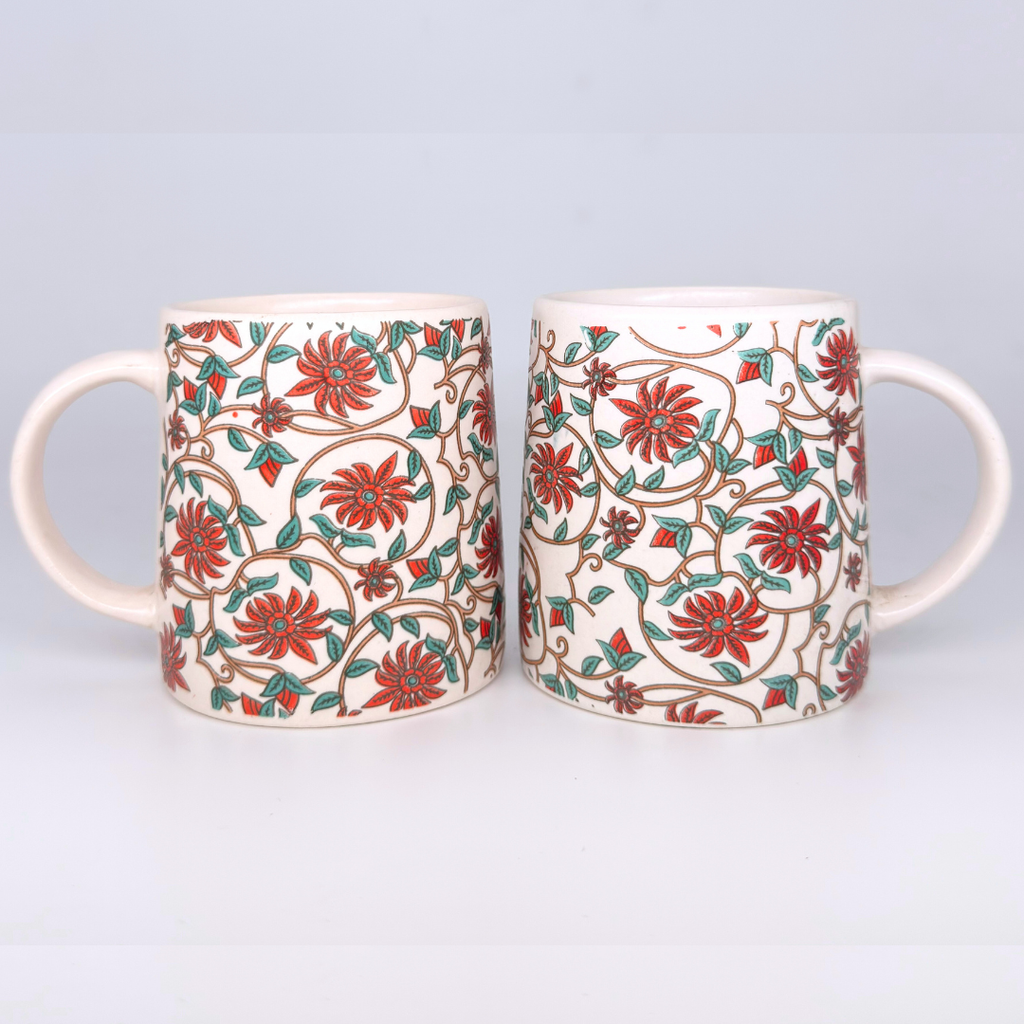 Bloom Collection - Red Floral Mugs Set of 2