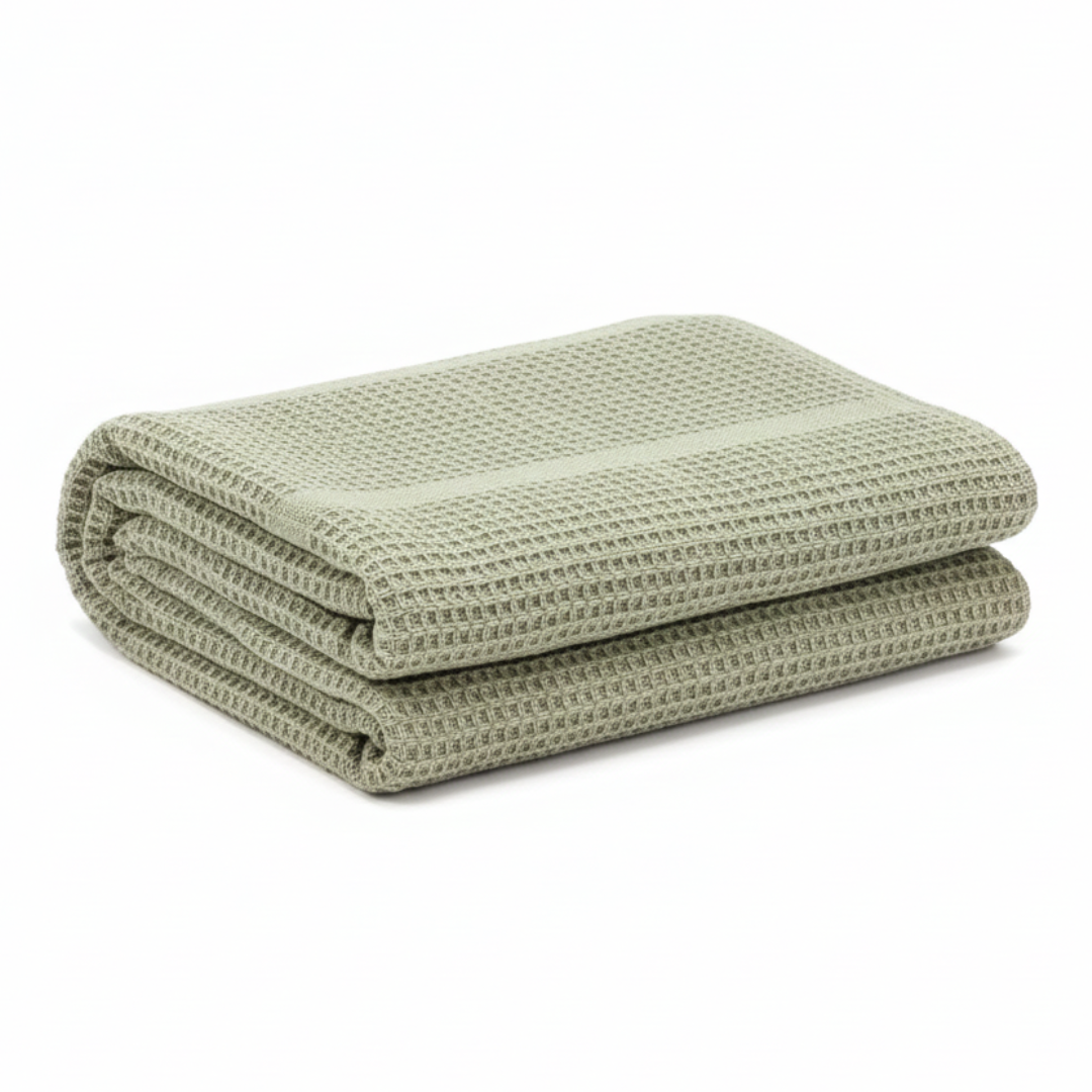 Cozy Olive Green Knitted Throw with Two Cushions