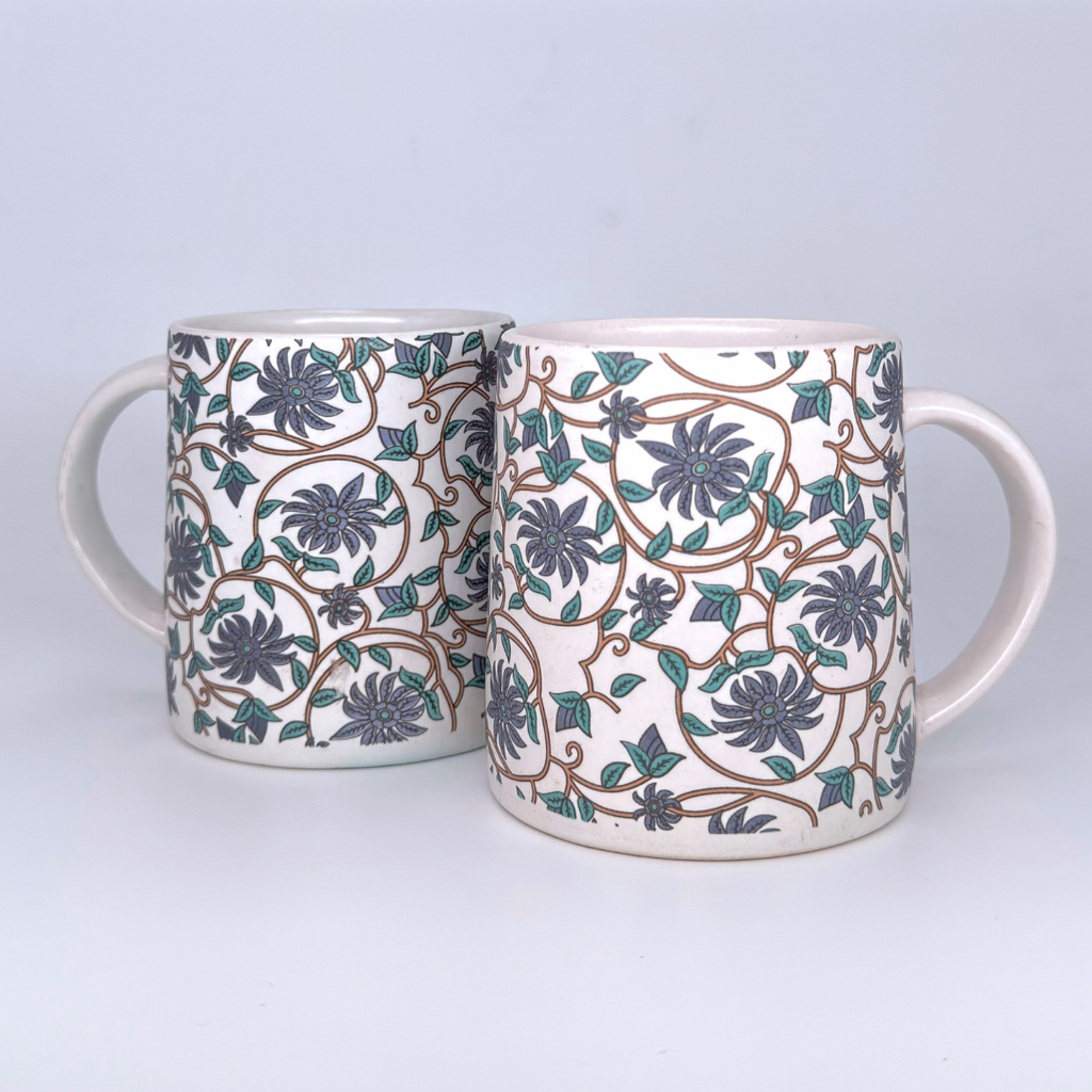 Bloom Collection - Grey Floral Mugs Set of 2