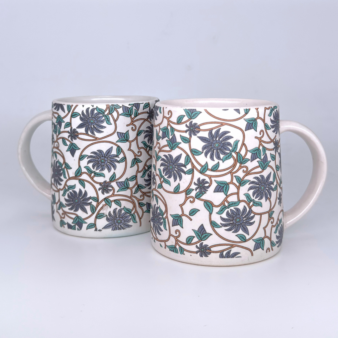 Bloom Collection - Grey Floral Mugs Set of 2