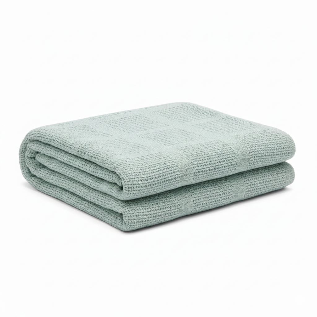 Cozy Blue Knitted Throw with Two Cushions