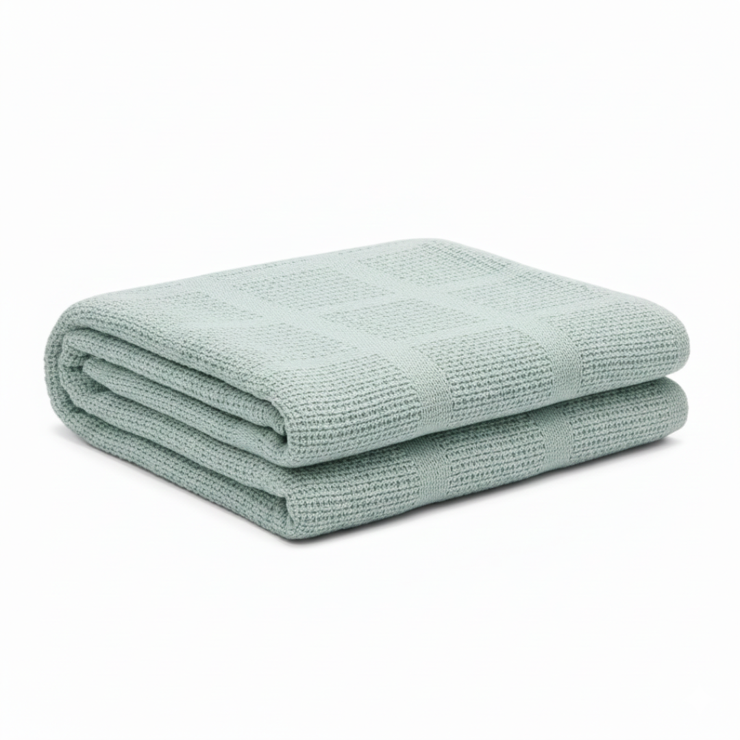 Cozy Blue Knitted Throw with Two Cushions