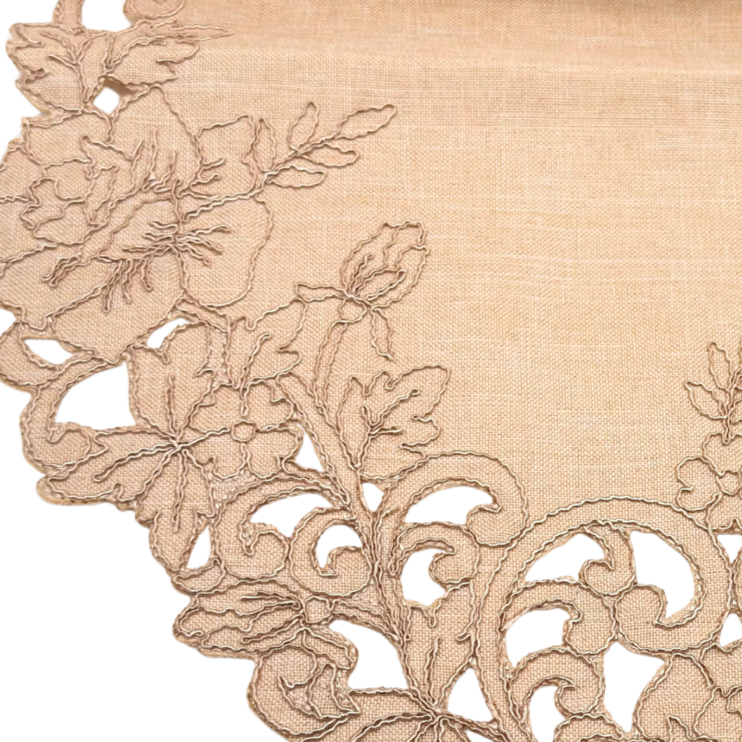 Beige Cut Work Runner