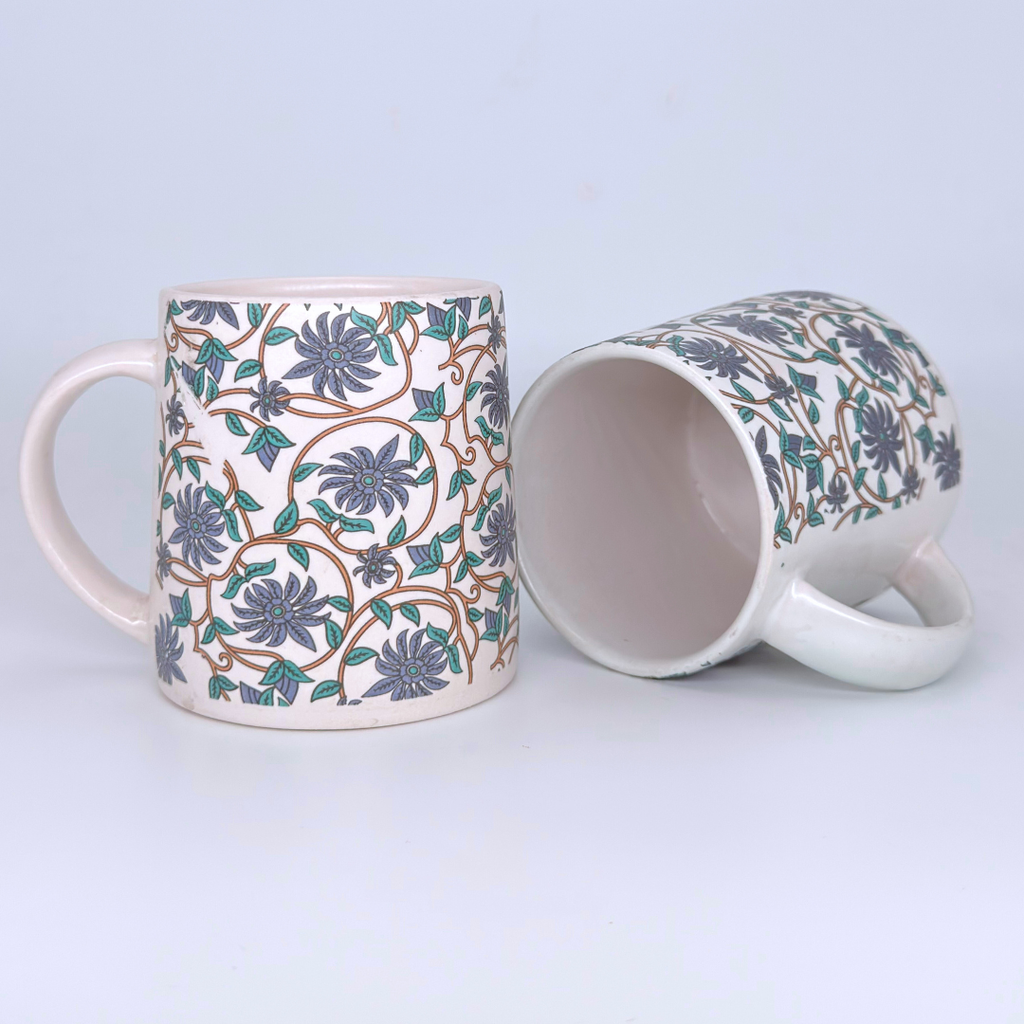 Bloom Collection - Grey Floral Mugs Set of 2