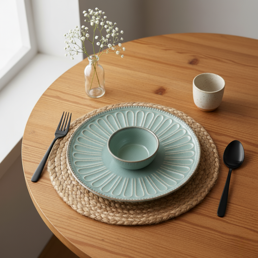 Mint Bloom Platter and Bowl