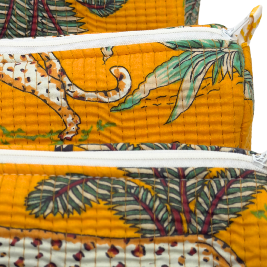 Everyday Set of 3 Pouches Yellow Animal Print