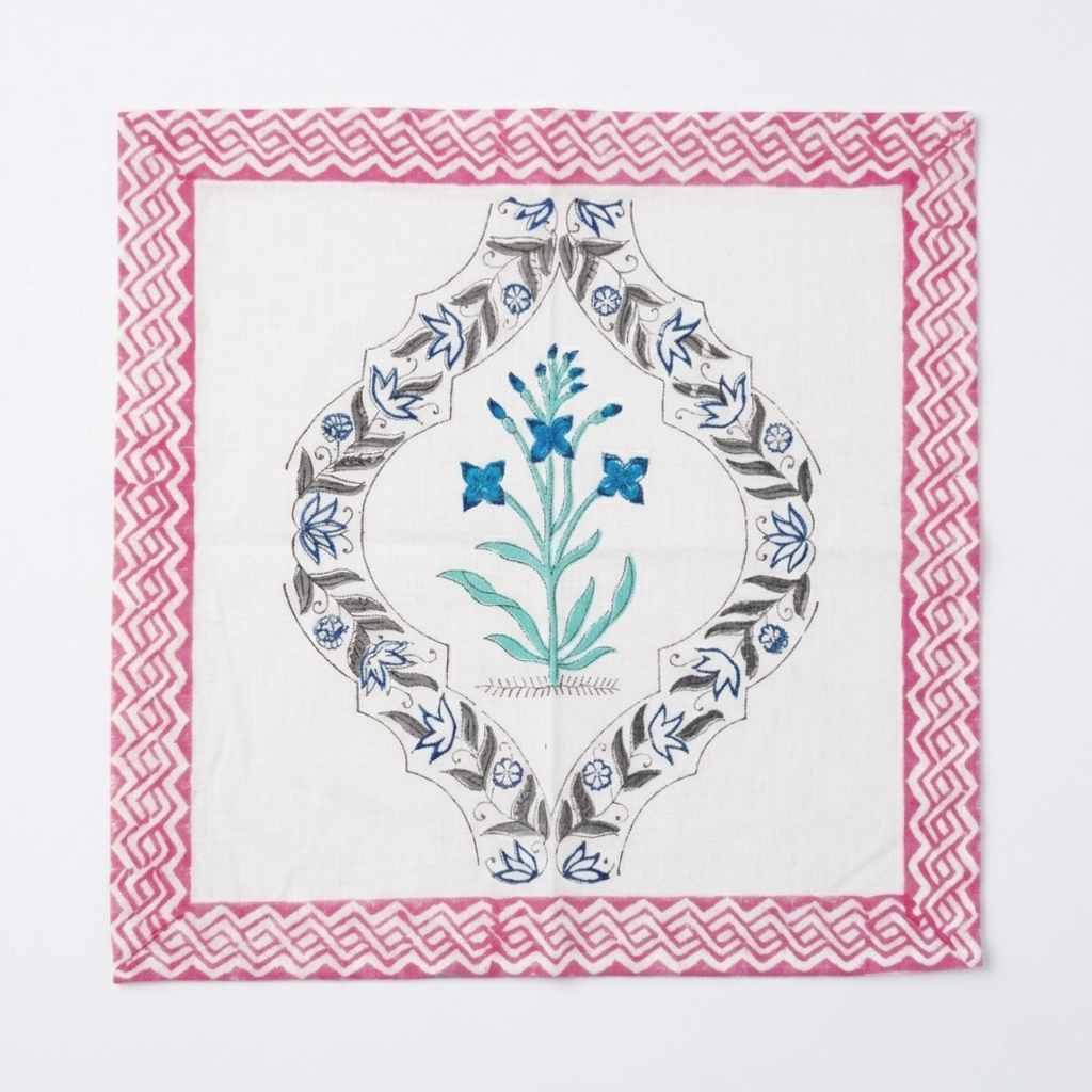 The Pink Handblock Print Table Linen Set