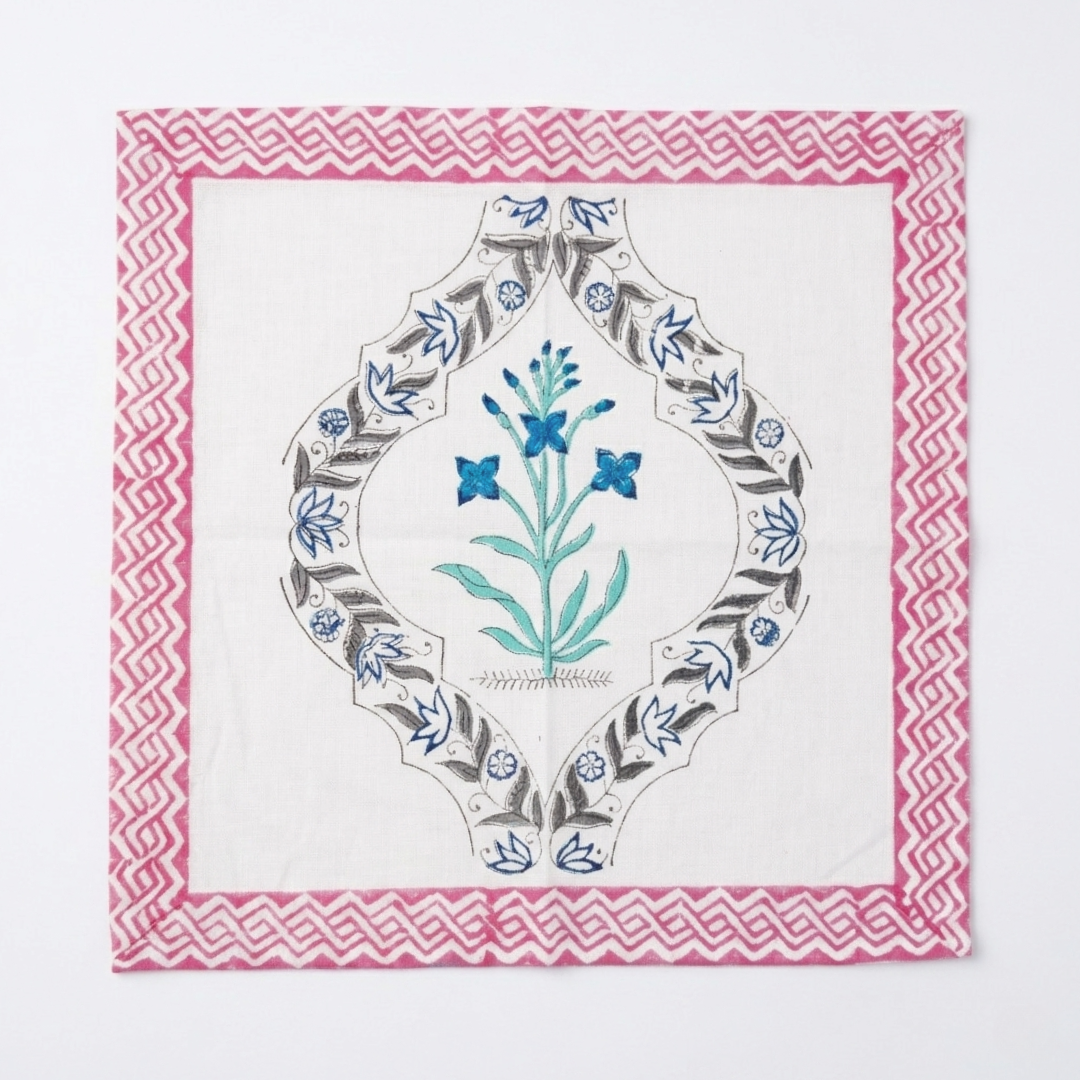 The Pink Handblock Print Table Linen Set