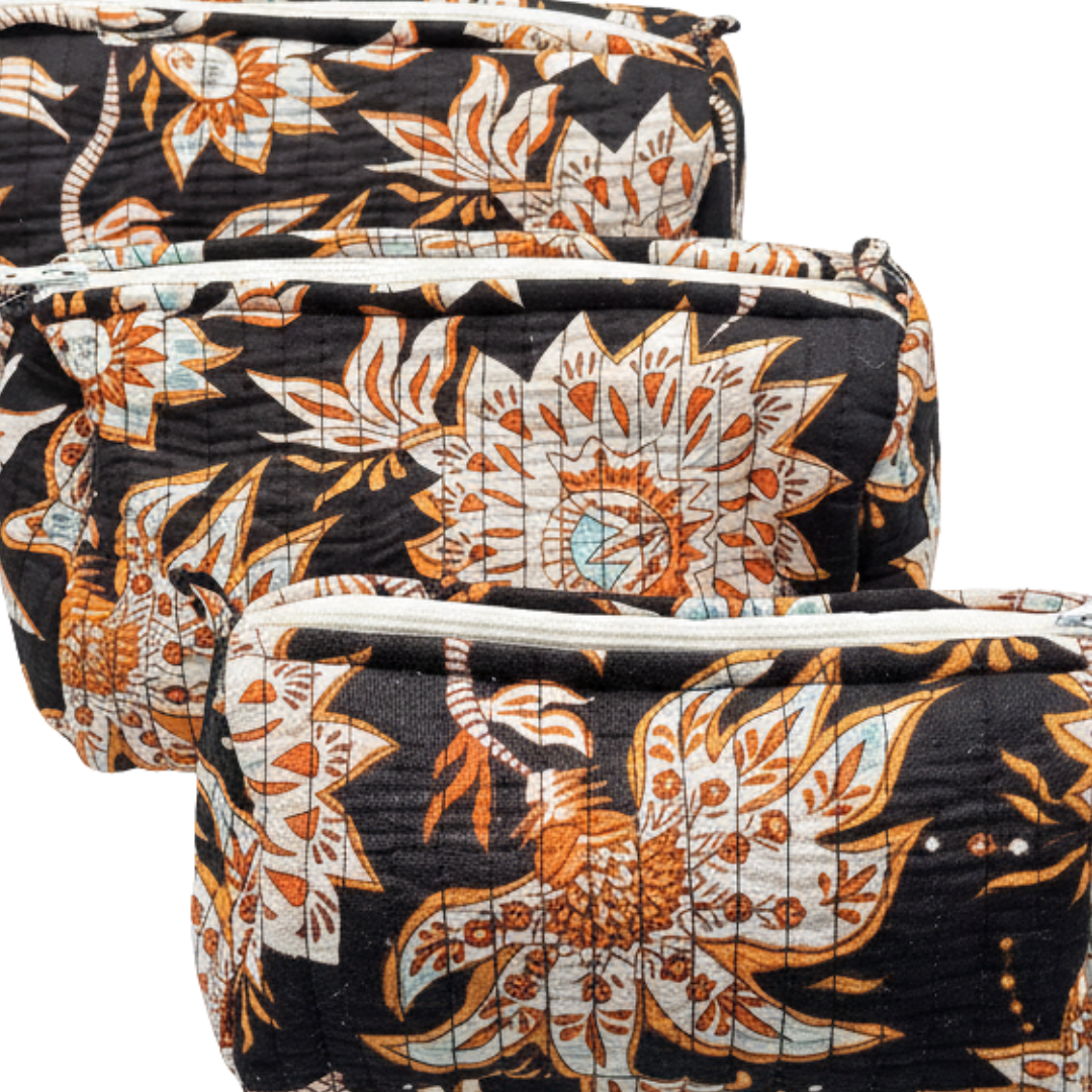 Everyday Set of 3 Pouches Black and Orange