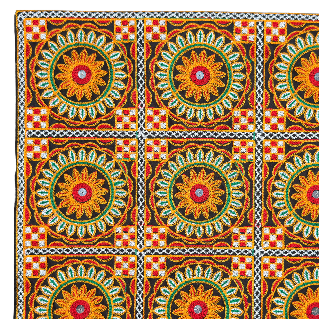 Sunflowers and Mirrors Cushion Cover- Black Set of 4