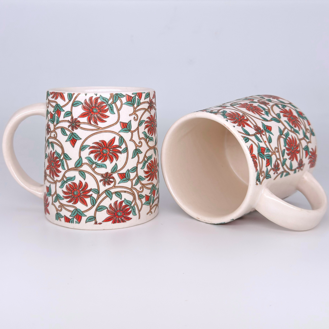 Bloom Collection - Red Floral Mugs Set of 2