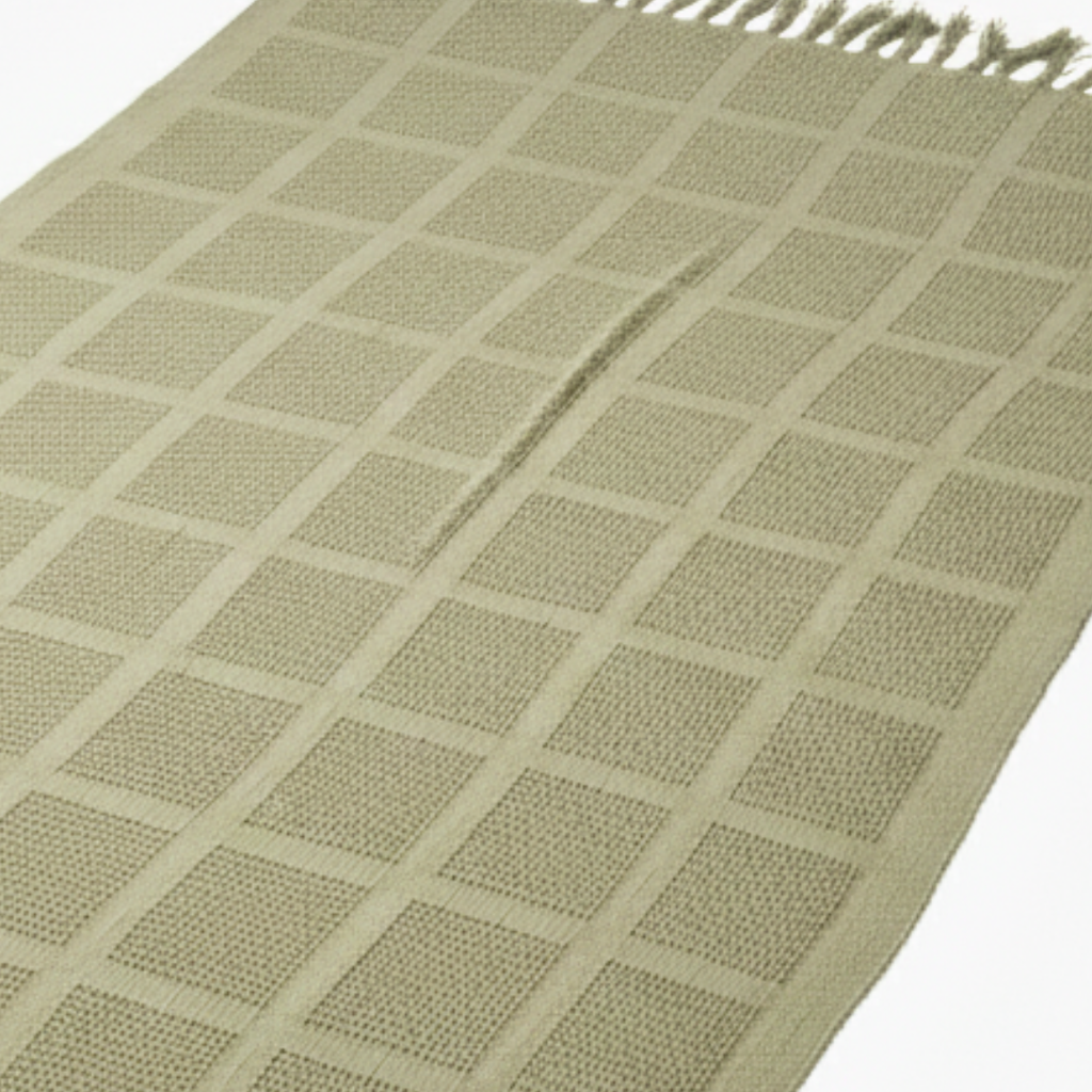 Cozy Olive Green Knitted Throw with Two Cushions